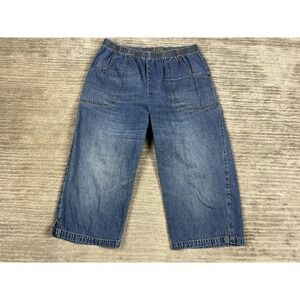 American Sweetheart Capri Jeans Womens 14 Blue Denim Pull On Elastic Waist